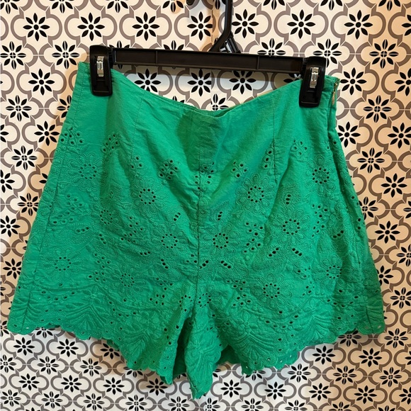 Draper James Pants - Draper James High Waist Green Lace Shorts